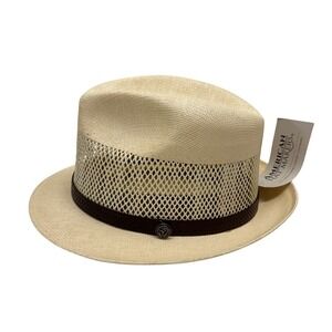 NWT American Hat Makers Straw Hat Tuscany Cream Size MD
